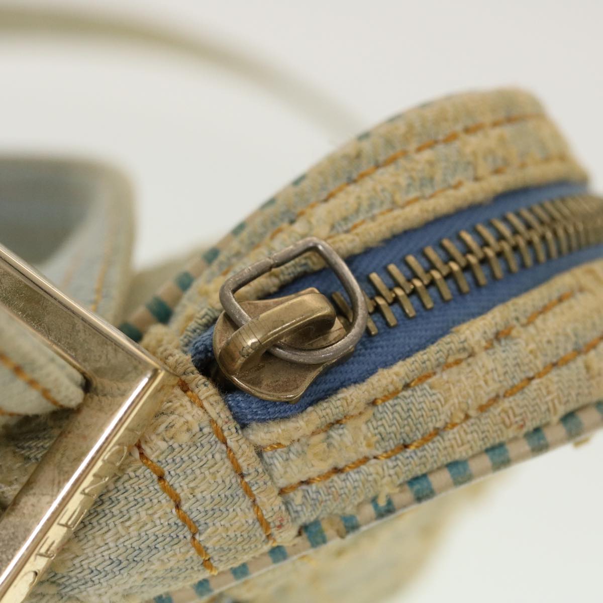 FENDI Zucca Canvas Shoulder Bag Blue yk7325
