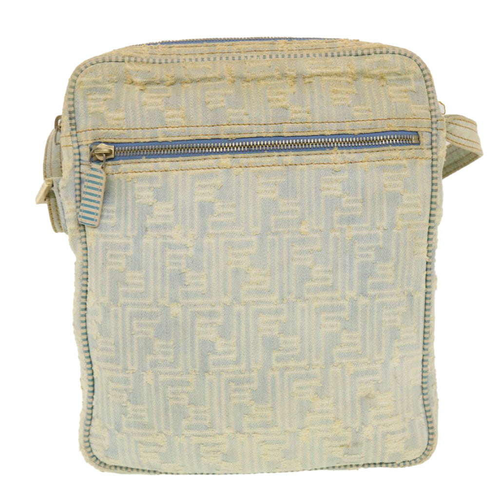 FENDI Zucca Canvas Shoulder Bag Blue yk7325