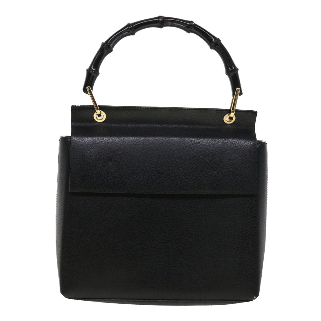 GUCCI Bamboo Hand Bag Leather Black 001.3444.1887 yk7365B