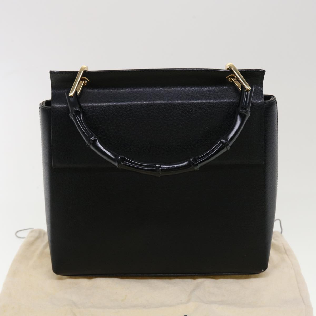 GUCCI Bamboo Hand Bag Leather Black 001.3444.1887 yk7365B