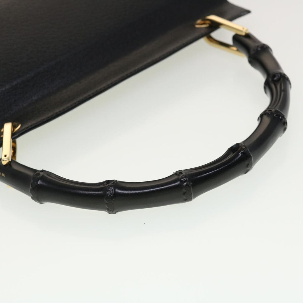 GUCCI Bamboo Hand Bag Leather Black 001.3444.1887 yk7365B