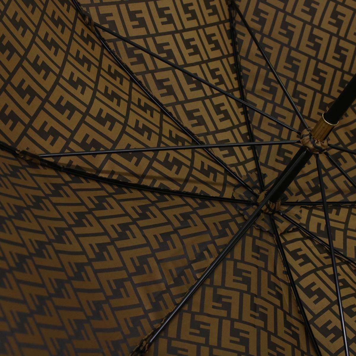 FENDI Zucca Canvas Umbrella Nylon Brown Black yk7408B