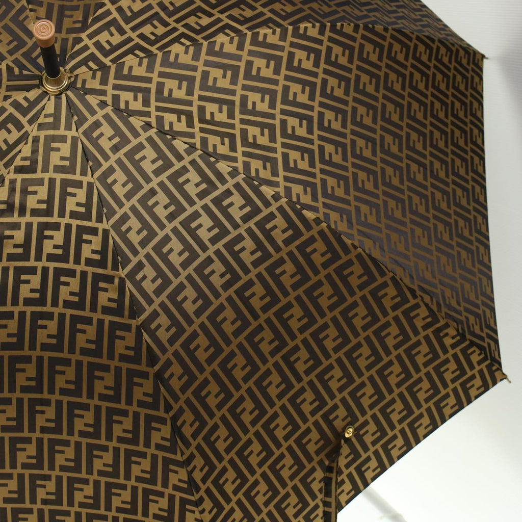 FENDI Zucca Canvas Umbrella Nylon Brown Black yk7408B
