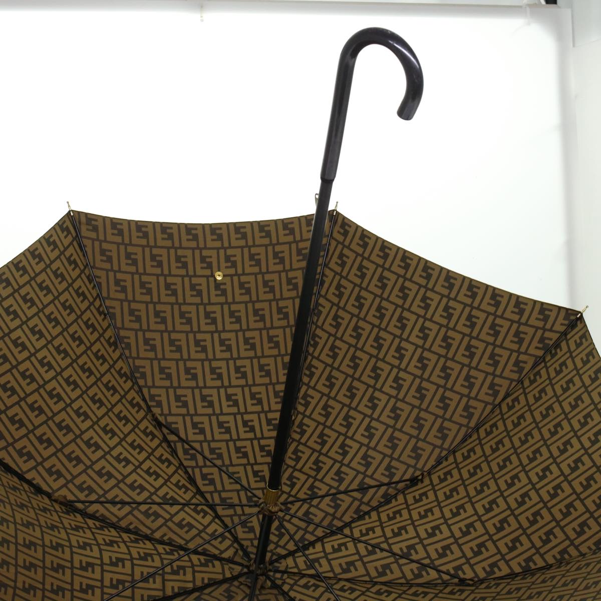 FENDI Zucca Canvas Umbrella Nylon Brown Black yk7408B