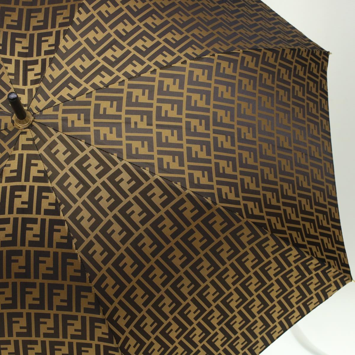 FENDI Zucca Canvas Umbrella Nylon Brown Black yk7409B