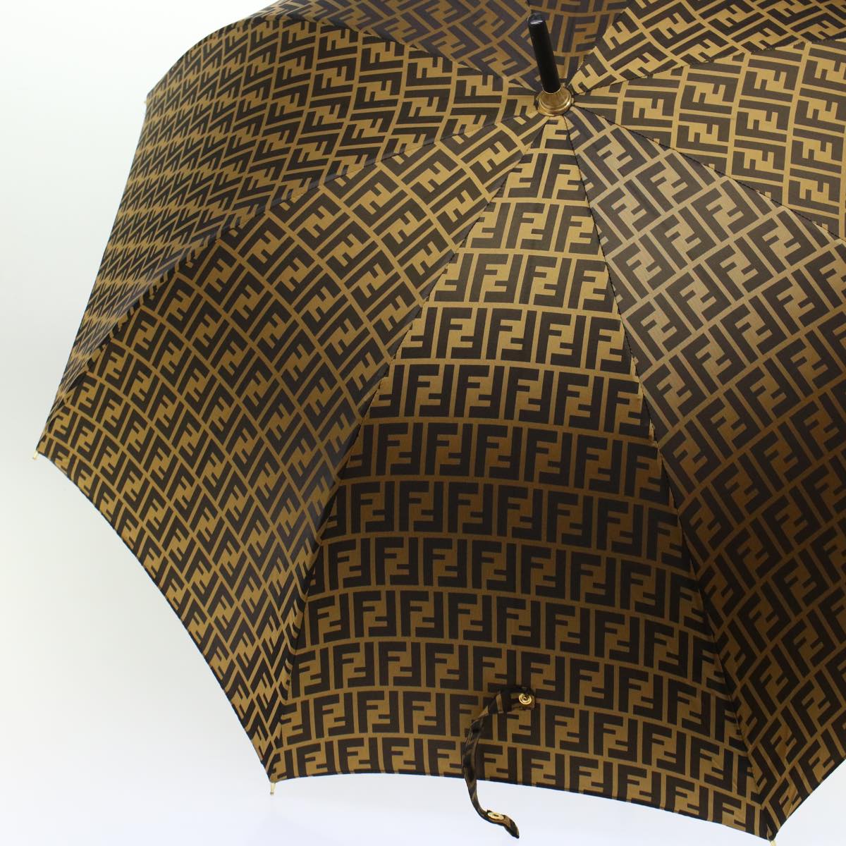 FENDI Zucca Canvas Umbrella Nylon Brown Black yk7409B