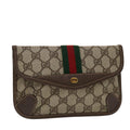 GUCCI GG Canvas Web Sherry Line Pouch PVC Leather Beige Red Green yk7426