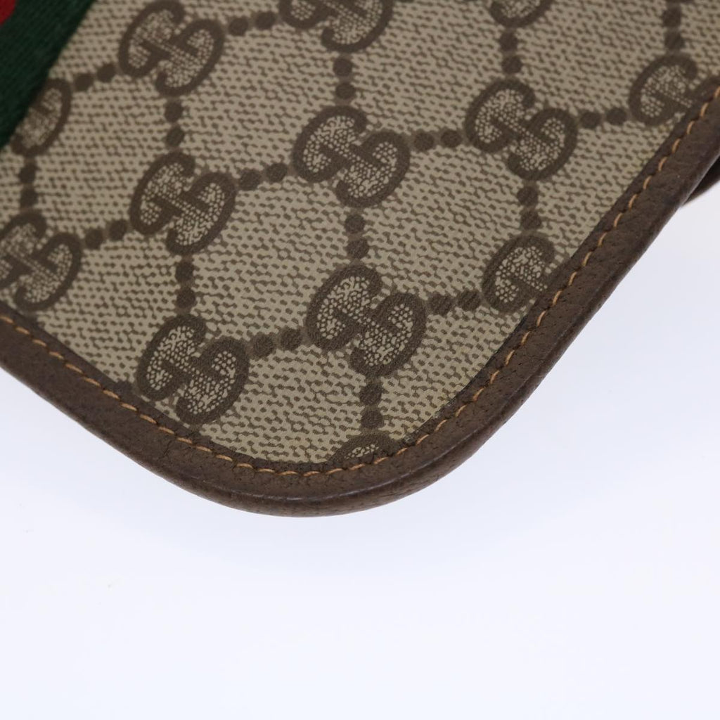 GUCCI GG Canvas Web Sherry Line Pouch PVC Leather Beige Red Green yk7426