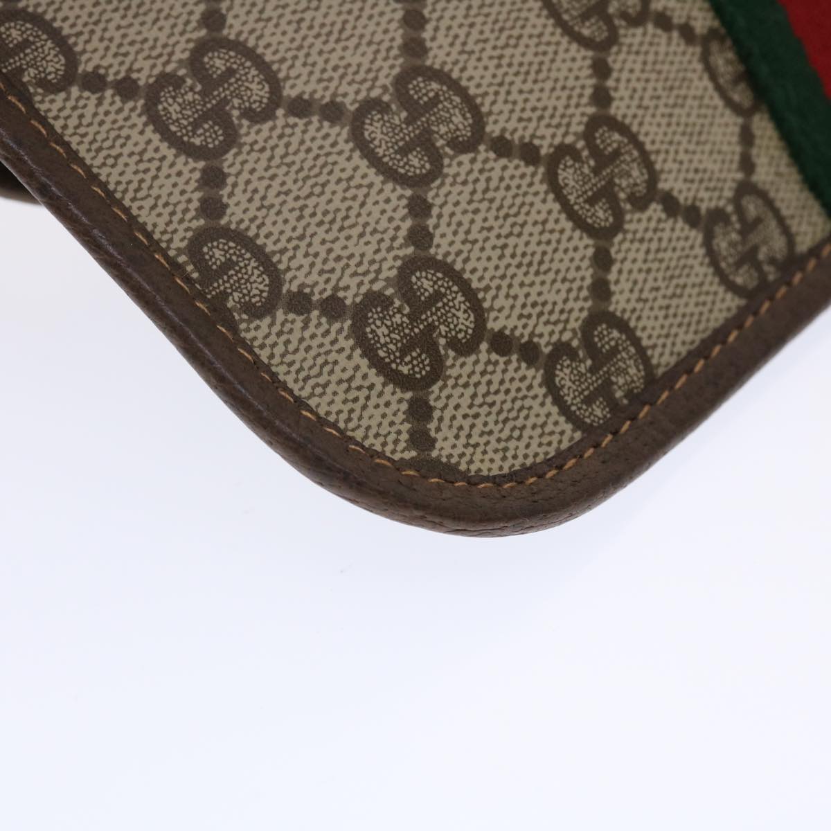 GUCCI GG Canvas Web Sherry Line Pouch PVC Leather Beige Red Green yk7426