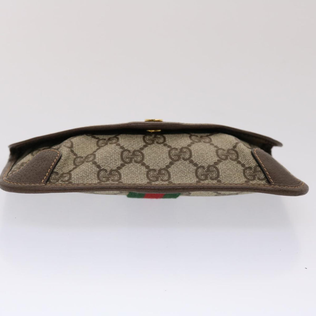 GUCCI GG Canvas Web Sherry Line Pouch PVC Leather Beige Red Green yk7426