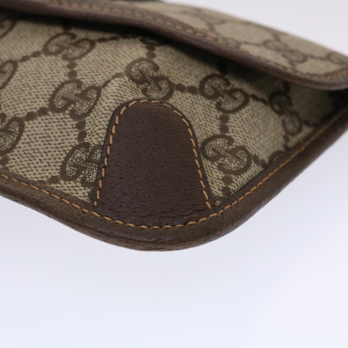 GUCCI GG Canvas Web Sherry Line Pouch PVC Leather Beige Red Green yk7426