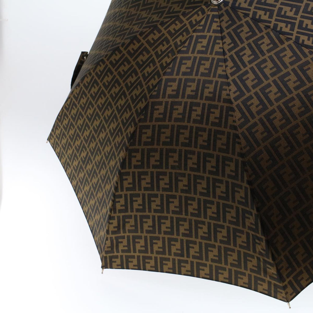 FENDI Zucca Canvas Umbrella Nylon Brown Black yk7439