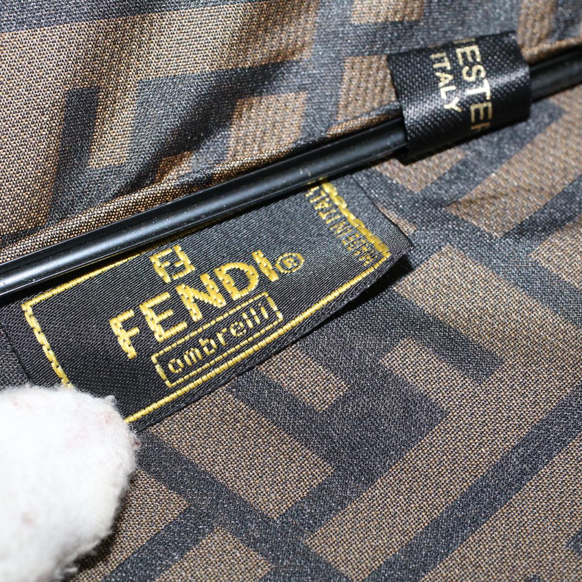 FENDI Zucca Canvas Umbrella Nylon Brown Black yk7439