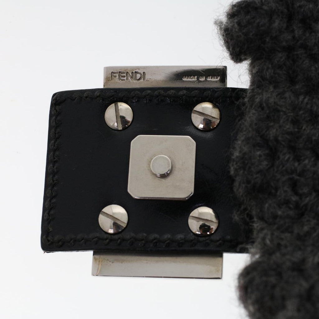 FENDI Mamma Baguette Shoulder Bag Wool Leather Gray yk7448