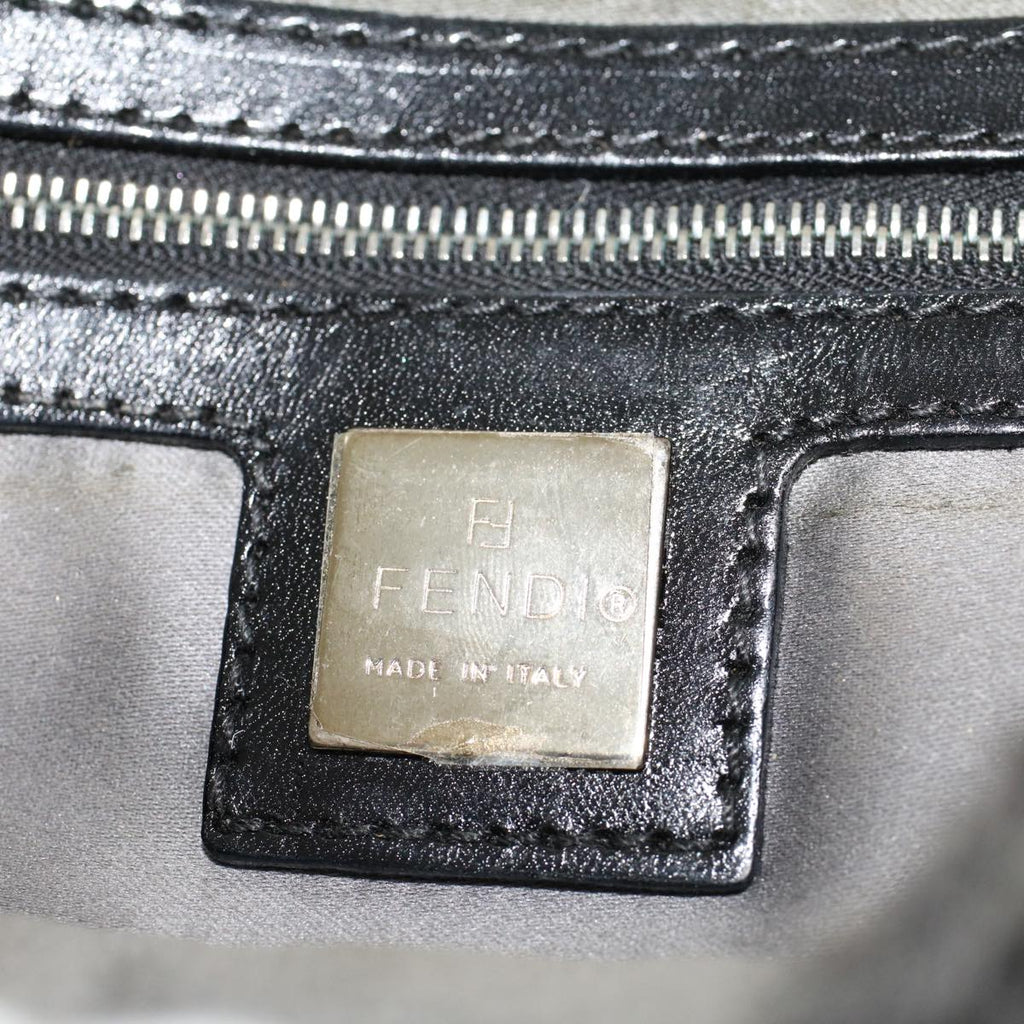 FENDI Mamma Baguette Shoulder Bag Wool Leather Gray yk7448