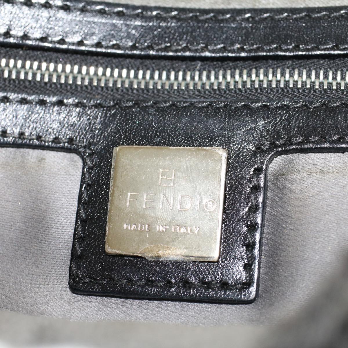 FENDI Mamma Baguette Shoulder Bag Wool Leather Gray yk7448