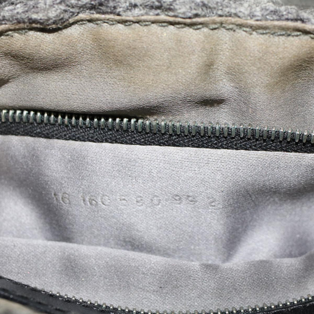 FENDI Mamma Baguette Shoulder Bag Wool Leather Gray yk7448