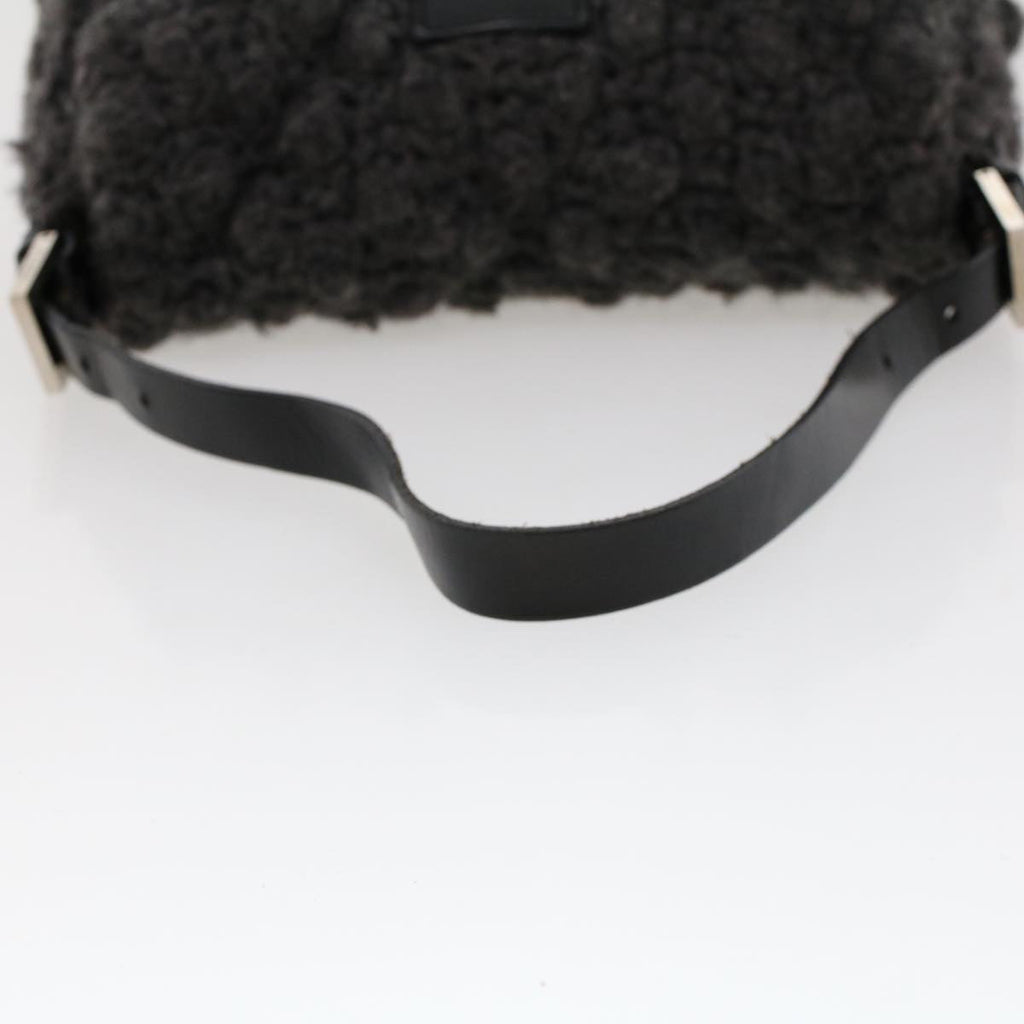 FENDI Mamma Baguette Shoulder Bag Wool Leather Gray yk7448