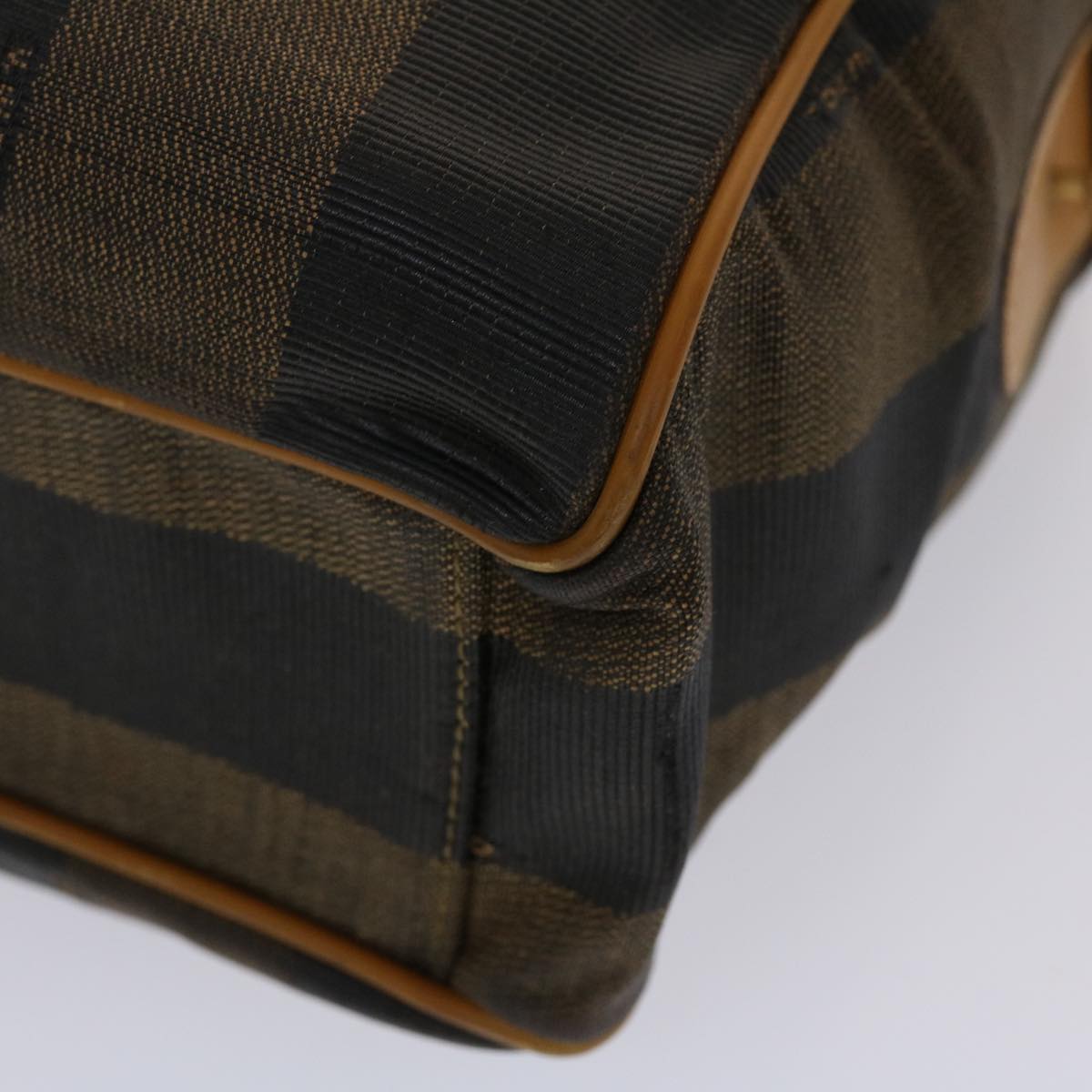FENDI Pecan Canvas Hand Bag Black Brown yk7457