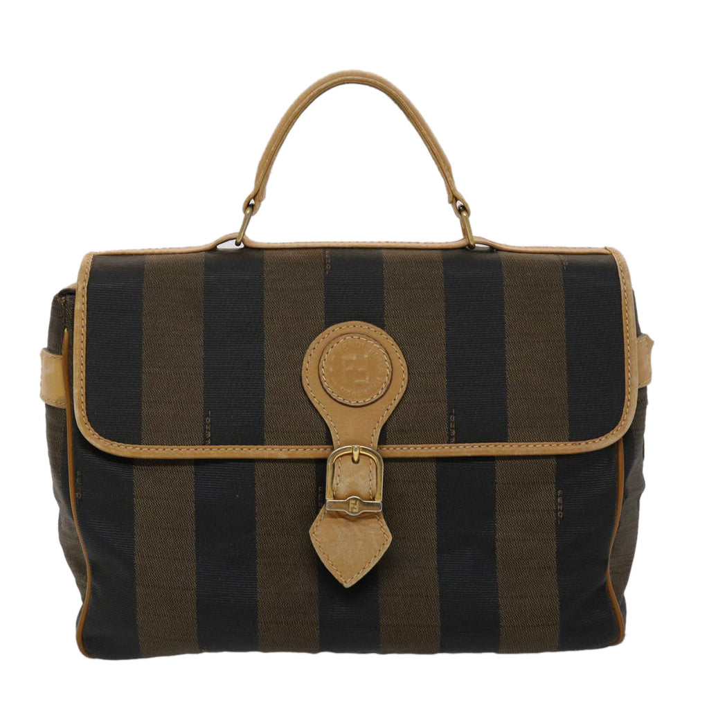 FENDI Pecan Canvas Hand Bag Black Brown yk7457