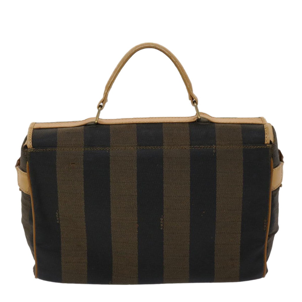 FENDI Pecan Canvas Hand Bag Black Brown yk7457
