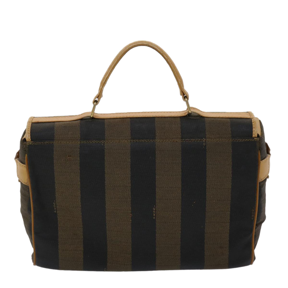 FENDI Pecan Canvas Hand Bag Black Brown yk7457