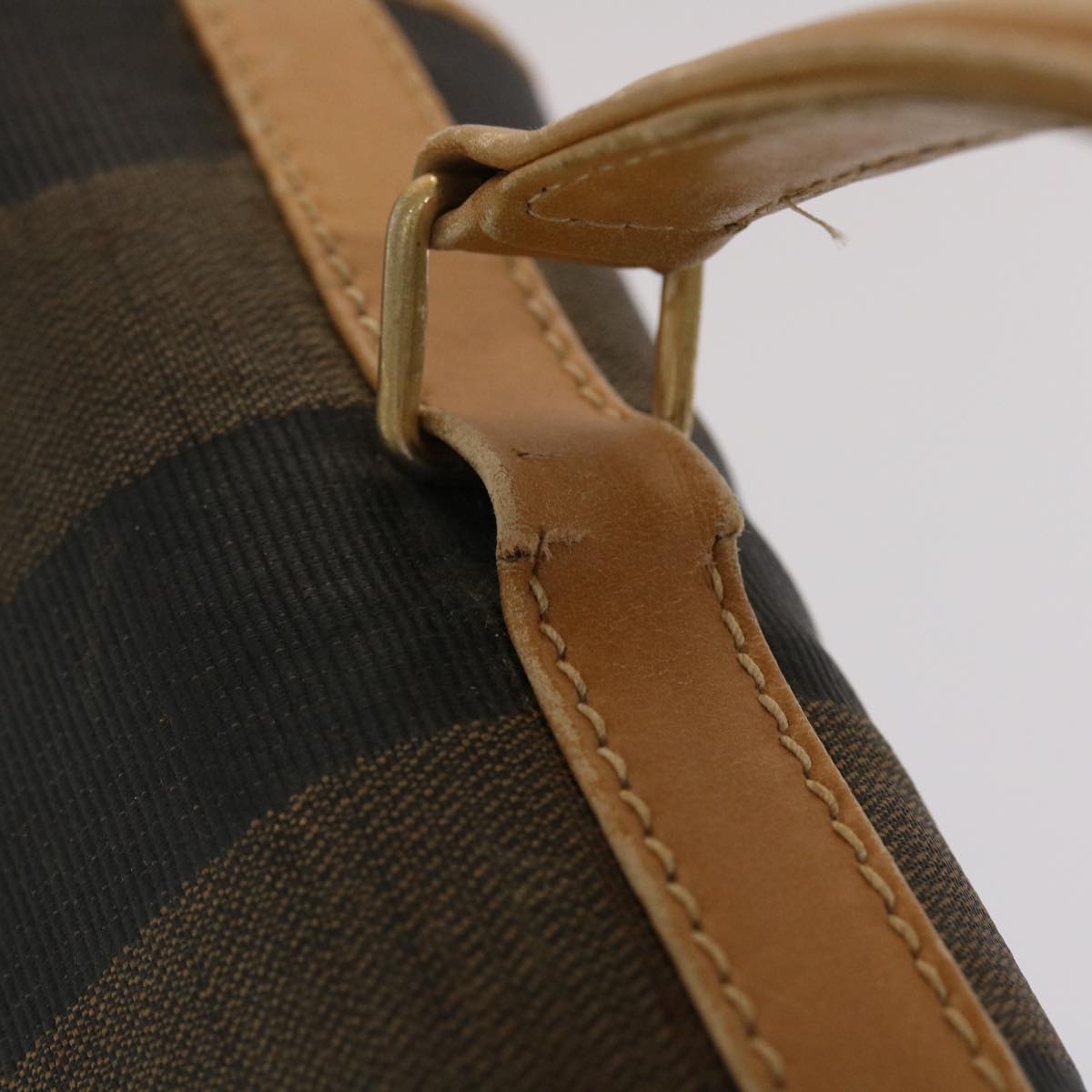 FENDI Pecan Canvas Hand Bag Black Brown yk7457