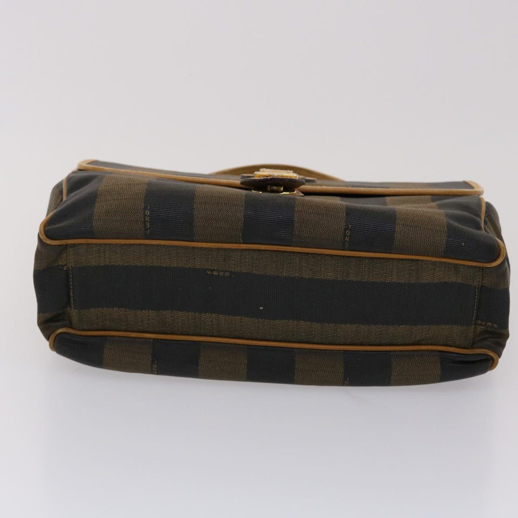 FENDI Pecan Canvas Hand Bag Black Brown yk7457