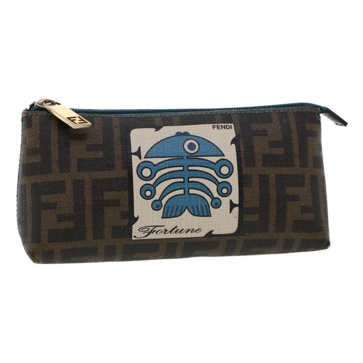FENDI Zucca Canvas Pouch Black Brown yk7489