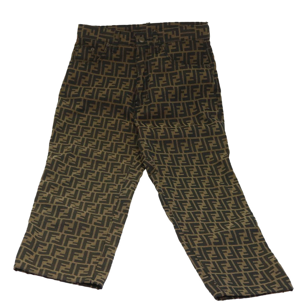 FENDI Zucca Canvas Pants S Black Brown yk7500