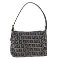 FENDI Zucchino Canvas Shoulder Bag Navy yk7501