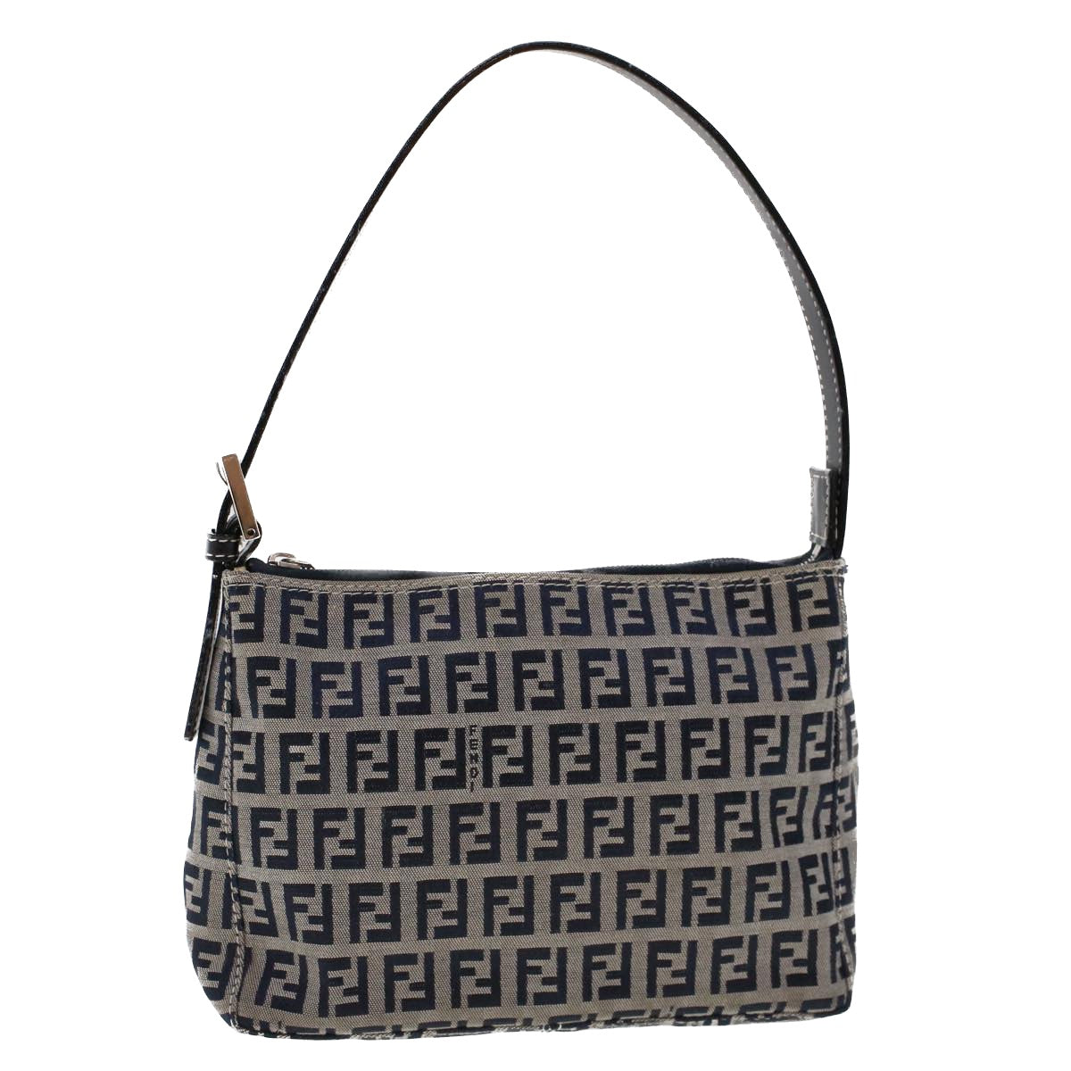 FENDI Zucchino Canvas Shoulder Bag Navy yk7501