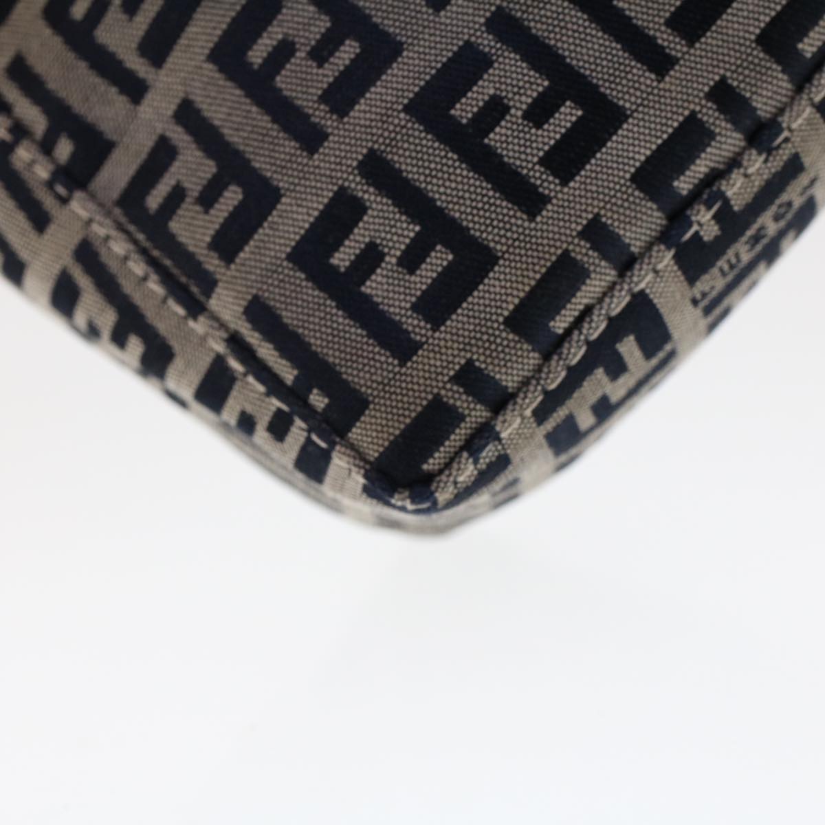 FENDI Zucchino Canvas Shoulder Bag Navy yk7501