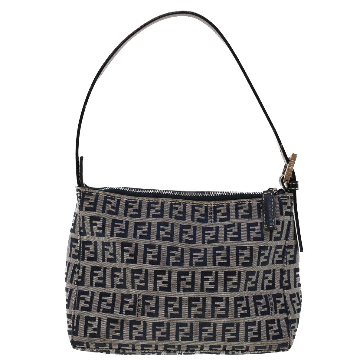 FENDI Zucchino Canvas Shoulder Bag Navy yk7501