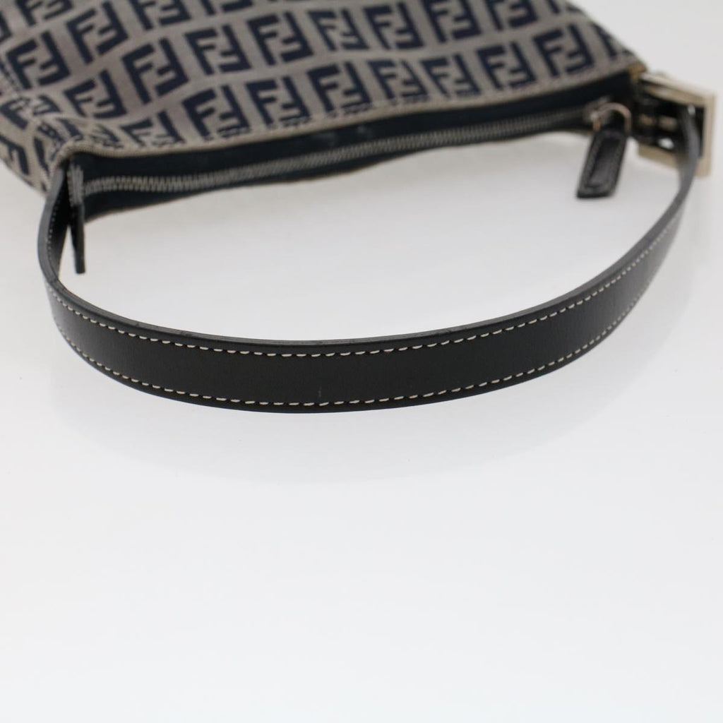 FENDI Zucchino Canvas Shoulder Bag Navy yk7501