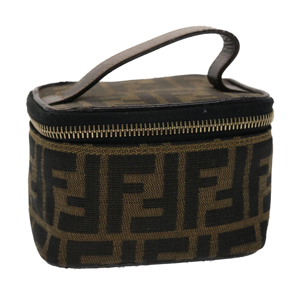FENDI Zucca Canvas Vanity Cosmetic Pouch Black Brown 2349-26576-089 yk7547B