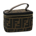 FENDI Zucca Canvas Vanity Cosmetic Pouch Black Brown 2349-26576-089 yk7547B