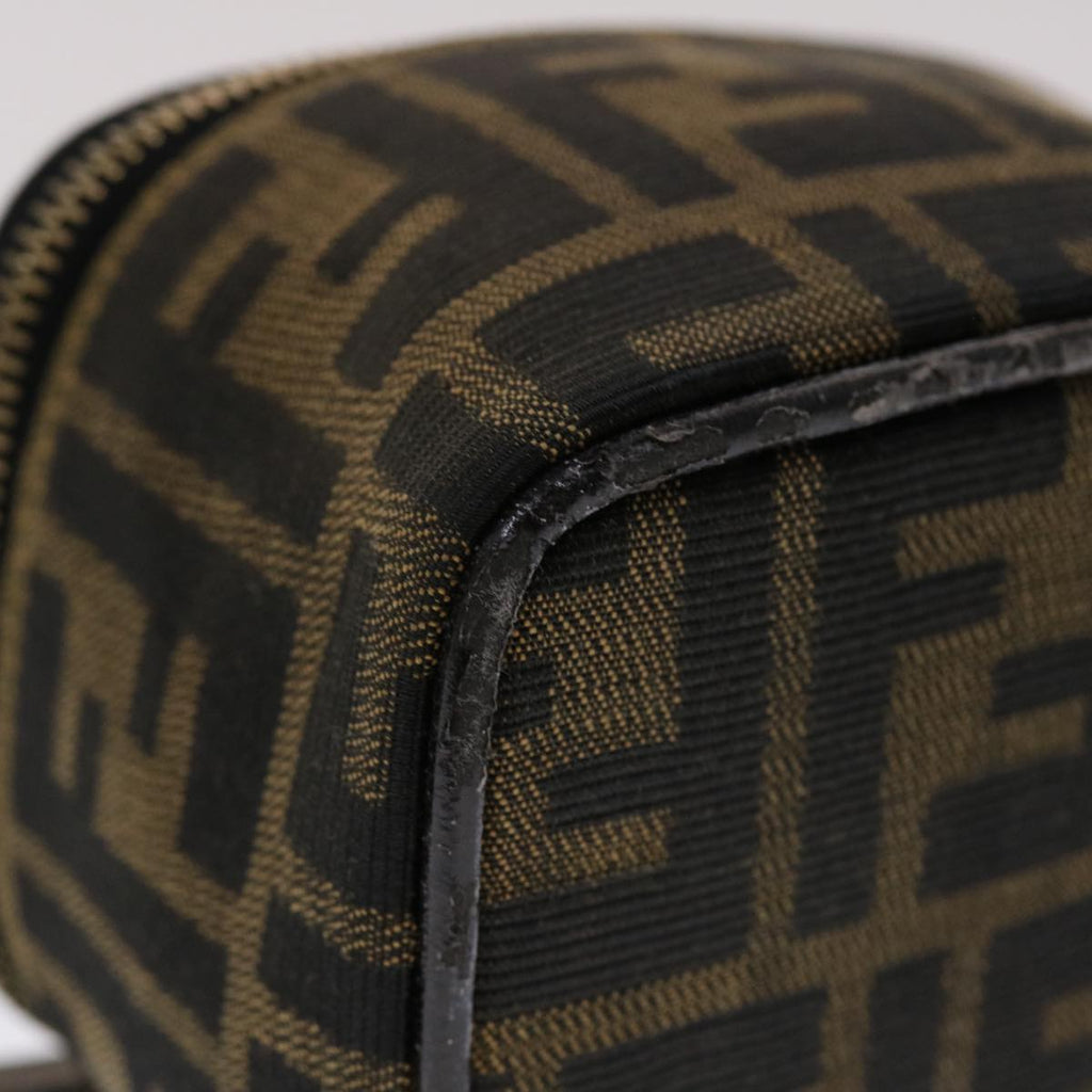 FENDI Zucca Canvas Vanity Cosmetic Pouch Black Brown 2349-26576-089 yk7547B