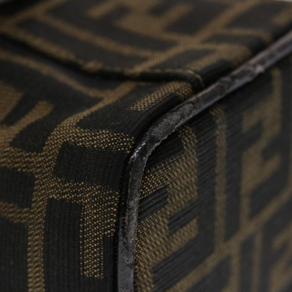 FENDI Zucca Canvas Vanity Cosmetic Pouch Black Brown 2349-26576-089 yk7547B