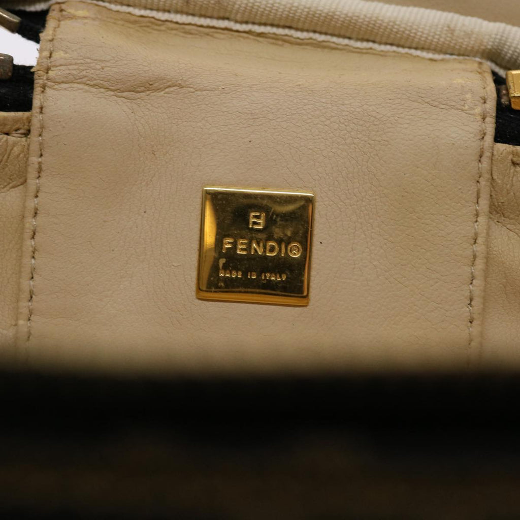FENDI Zucca Canvas Vanity Cosmetic Pouch Black Brown 2349-26576-089 yk7547B