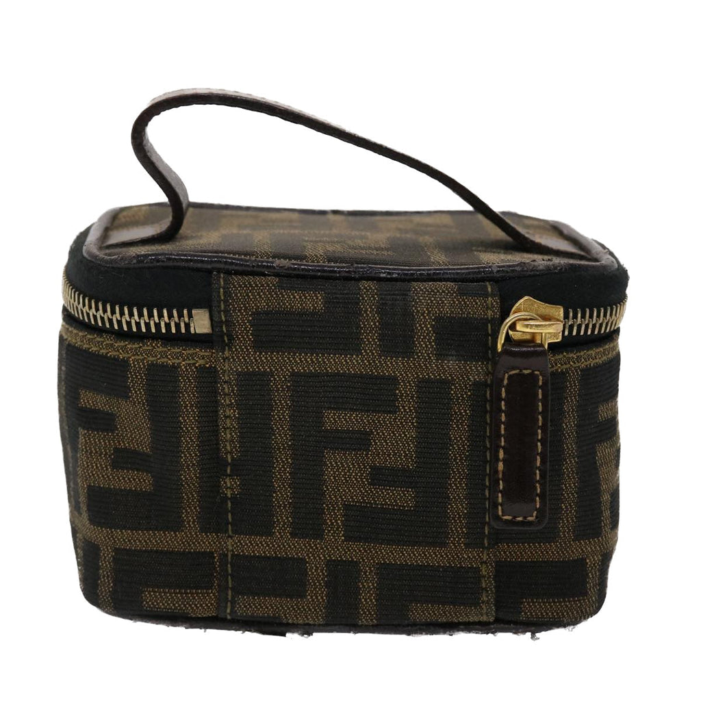 FENDI Zucca Canvas Vanity Cosmetic Pouch Black Brown 2349-26576-089 yk7547B