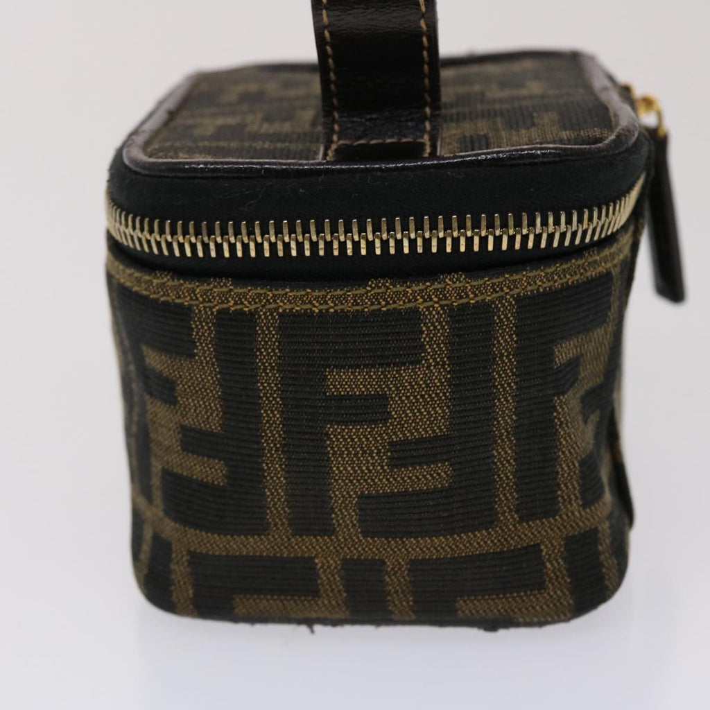 FENDI Zucca Canvas Vanity Cosmetic Pouch Black Brown 2349-26576-089 yk7547B