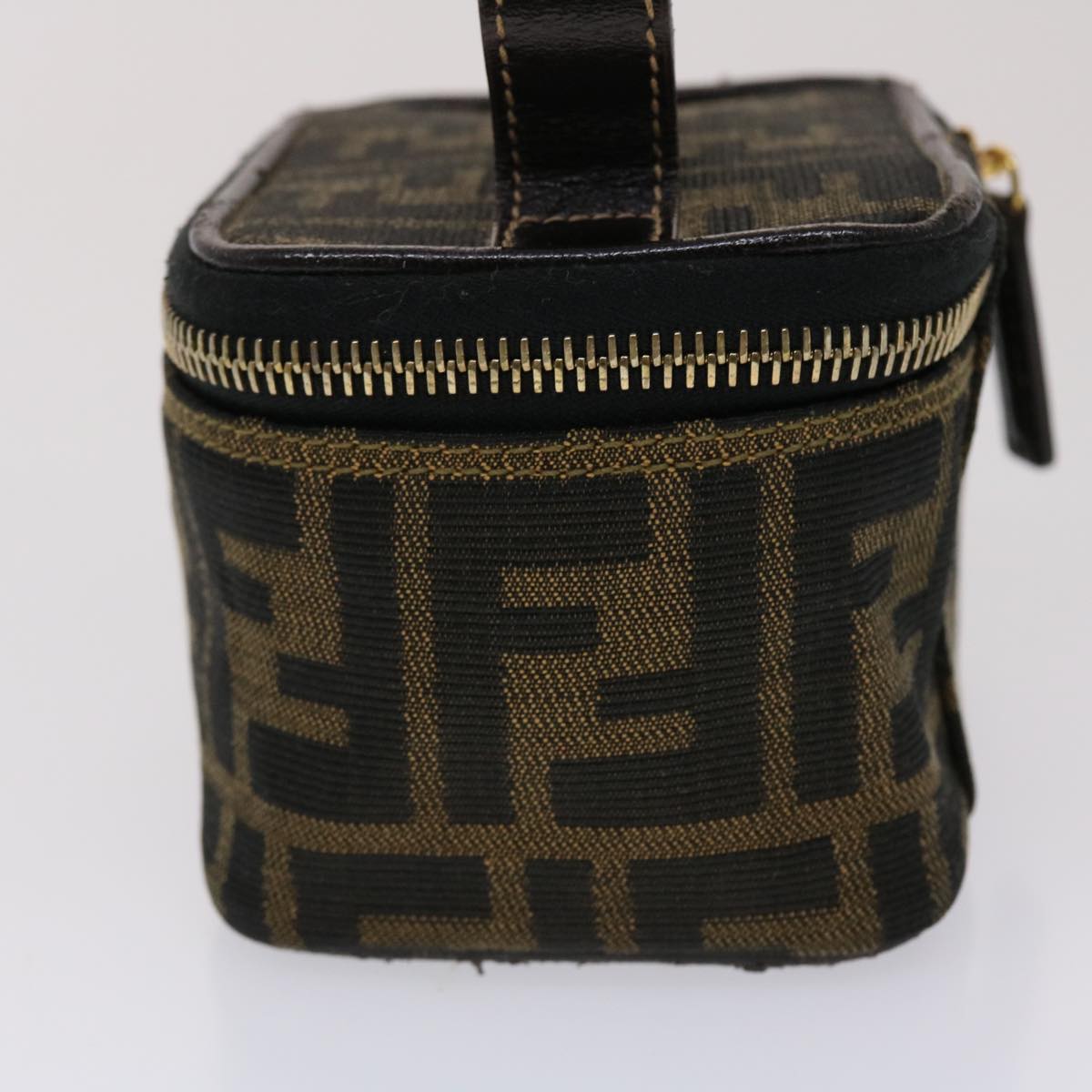 FENDI Zucca Canvas Vanity Cosmetic Pouch Black Brown 2349-26576-089 yk7547B