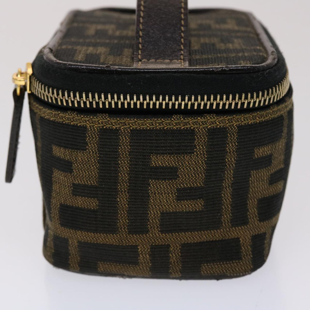 FENDI Zucca Canvas Vanity Cosmetic Pouch Black Brown 2349-26576-089 yk7547B