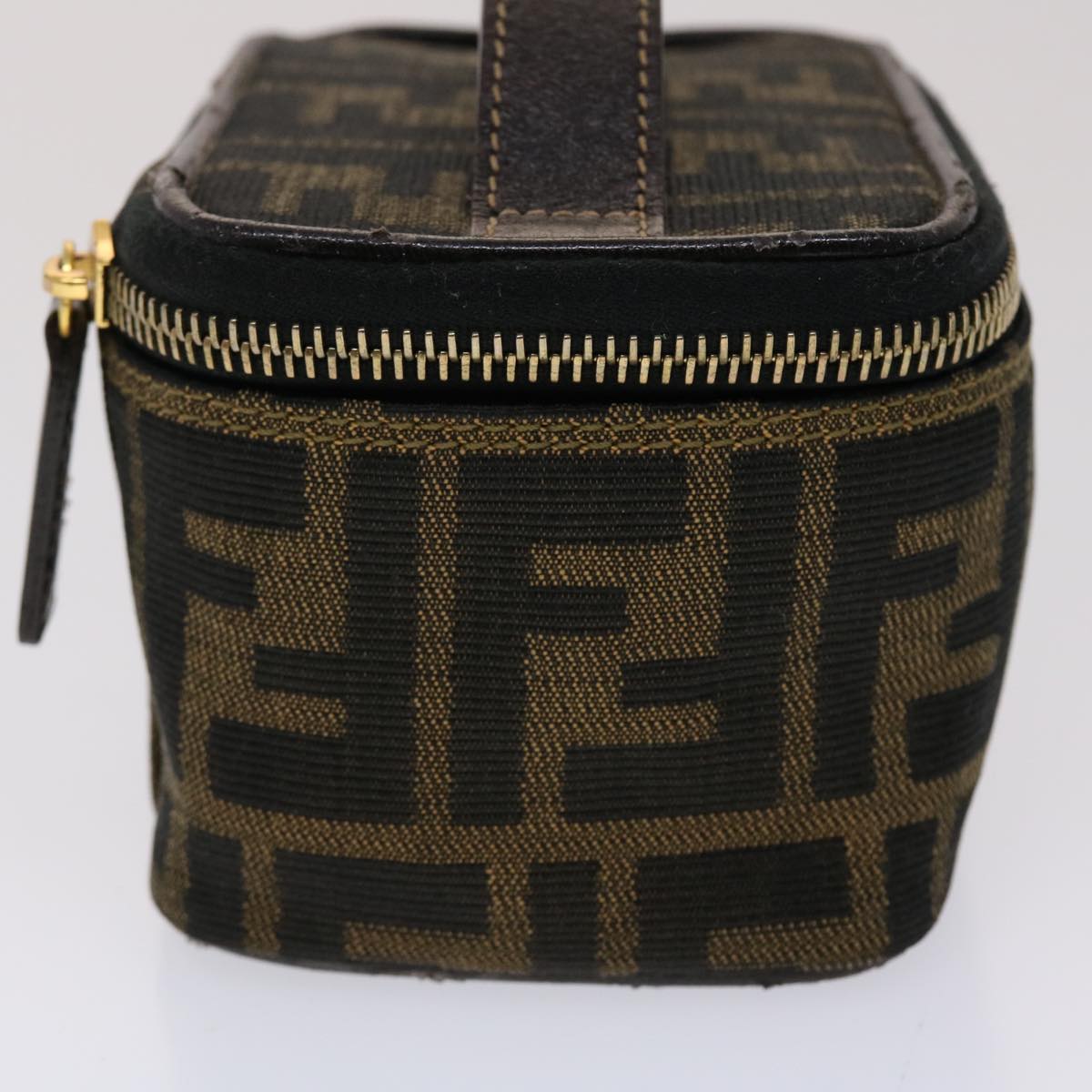 FENDI Zucca Canvas Vanity Cosmetic Pouch Black Brown 2349-26576-089 yk7547B