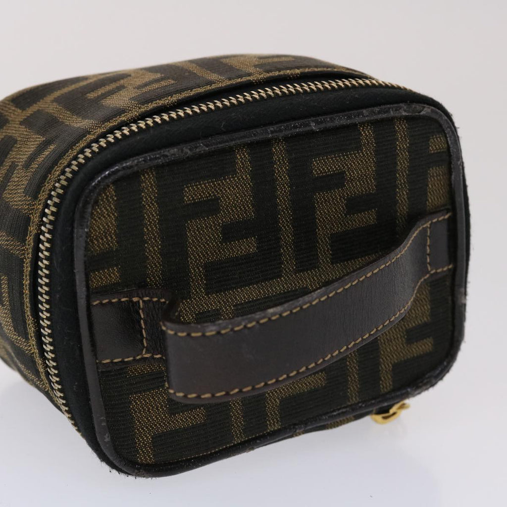 FENDI Zucca Canvas Vanity Cosmetic Pouch Black Brown 2349-26576-089 yk7547B