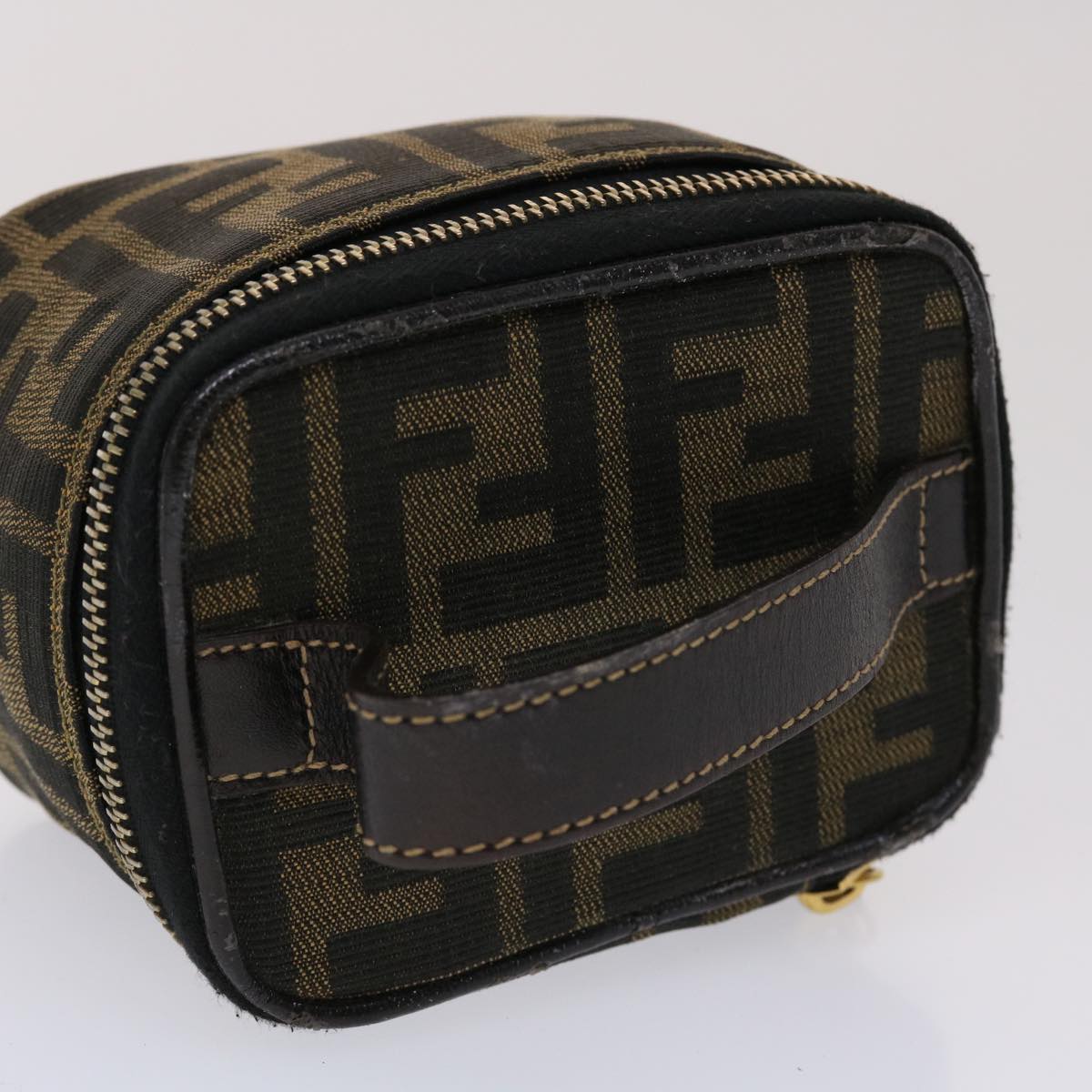 FENDI Zucca Canvas Vanity Cosmetic Pouch Black Brown 2349-26576-089 yk7547B