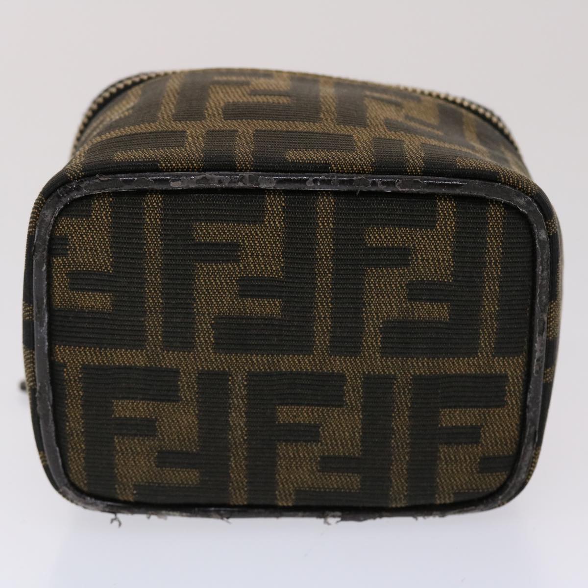 FENDI Zucca Canvas Vanity Cosmetic Pouch Black Brown 2349-26576-089 yk7547B