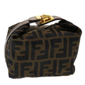 FENDI Zucca Canvas Hand Bag Black Brown yk7553B