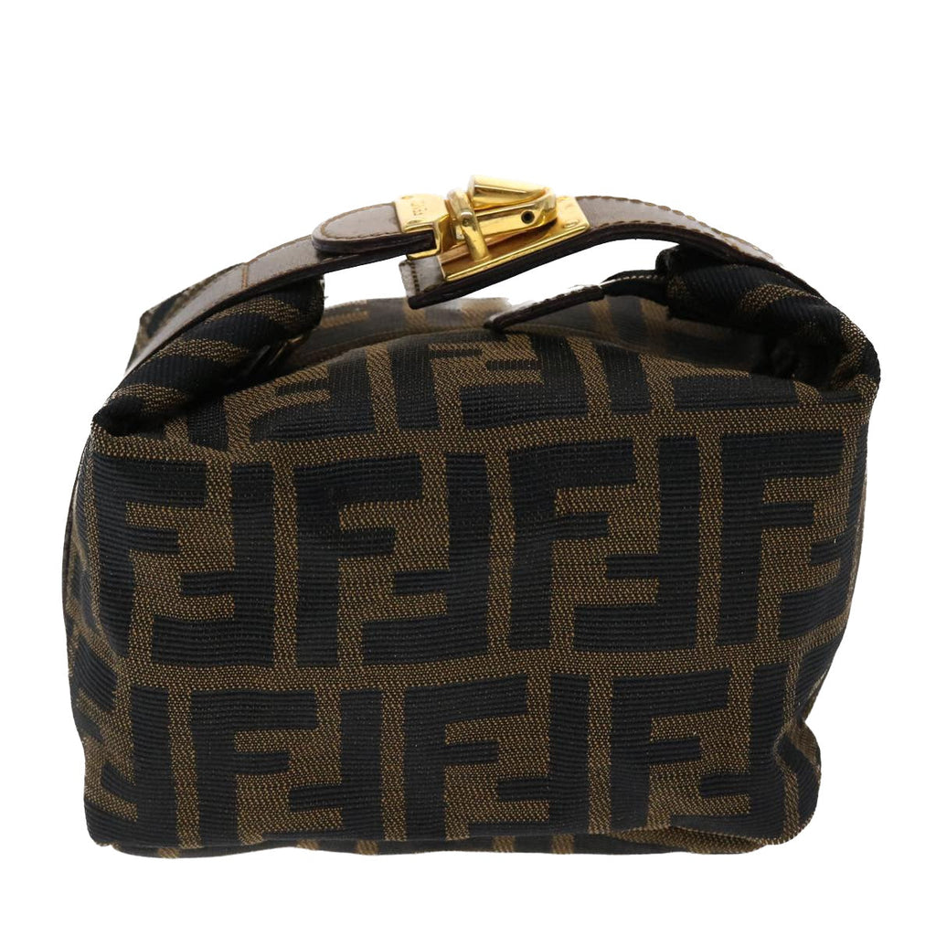 FENDI Zucca Canvas Hand Bag Black Brown yk7553B